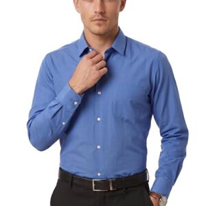 Peter England Men's Everday Regular Fit Solid Shirt | Cotton Rich | 5-Pin Pocketing