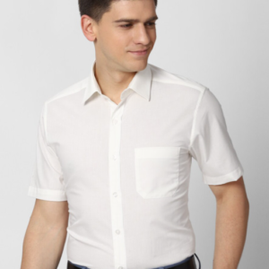 Peter England Men White Solid Formal Shirt