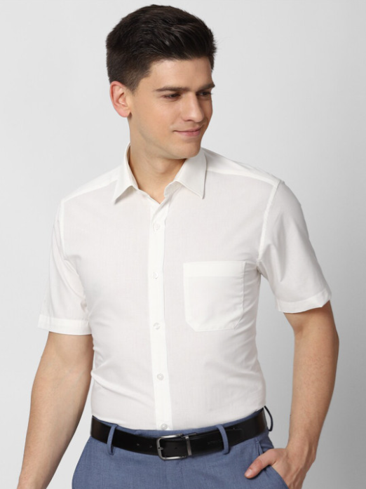 Peter England Men White Solid Formal Shirt