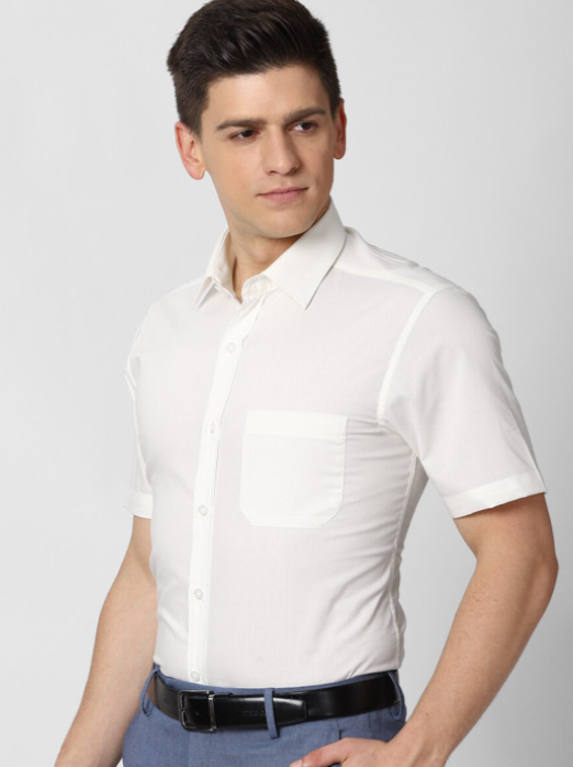 Peter England Men White Solid Formal Shirt - Image 3